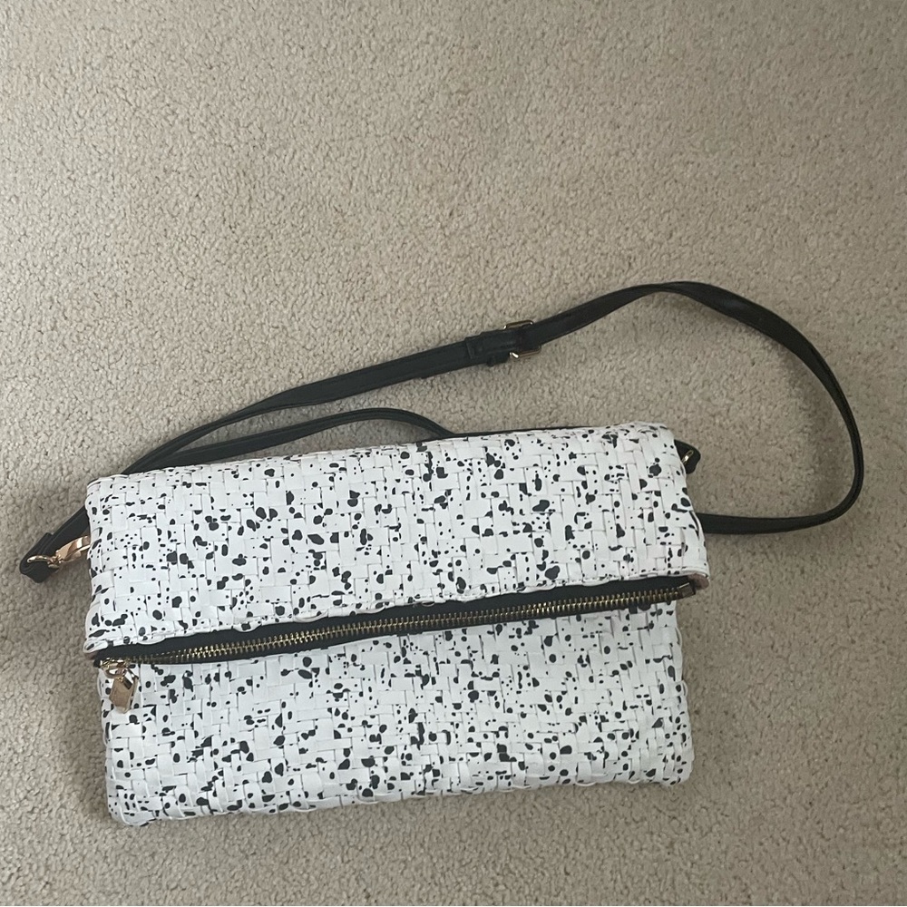 Anthropologie Deux Lux black & white purse- clutch or shoulder convertible